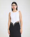Top Asimétrico Strass Brillos,BLANCO